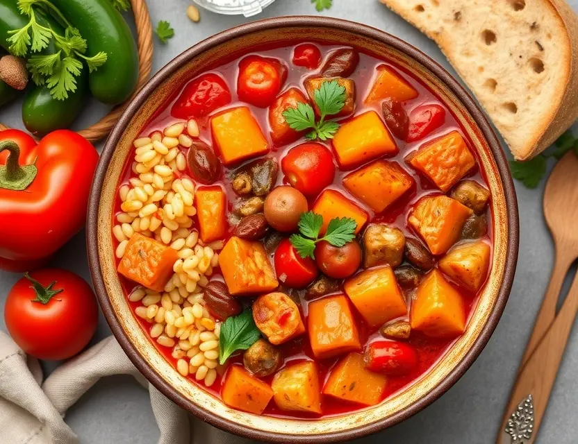 Сытный гуляш с пшеном и овощами